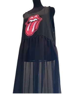 NWOT- womens xl Rolling Stones dress top, sleeveless with see through bottom💋💋